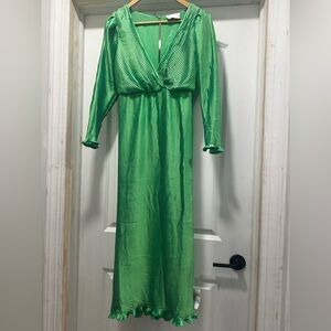 ASOS Green Pleated Maxi Dress